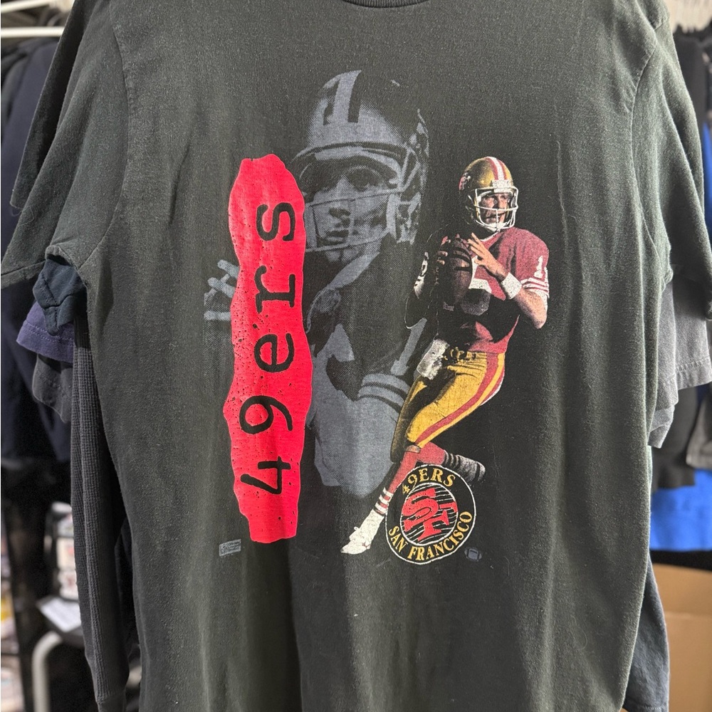 VTG 1987 SF 49ers JOE MONTANA MENS XL BLACK SHORT SLEEVE SALEM TEE